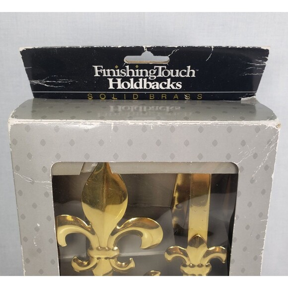 Vintage 1992 Finishing Touch Curtain Holdback Solid Brass Fleur de lis  Arm USA - Picture 2 of 12
